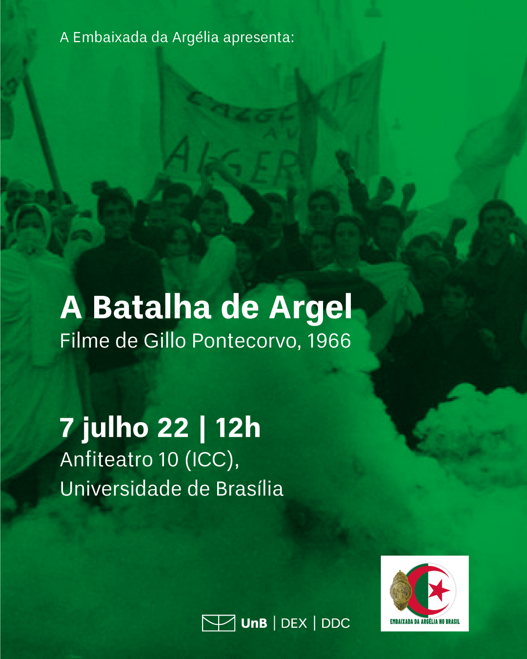 Filme "A Batalha de Argel" - Embaixada da Argélia
